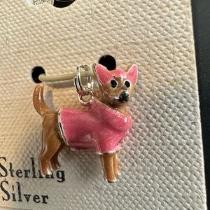 Vintage NWT Sterling Silver and Enamel Dog/Puppy w Pink Hat & Coat